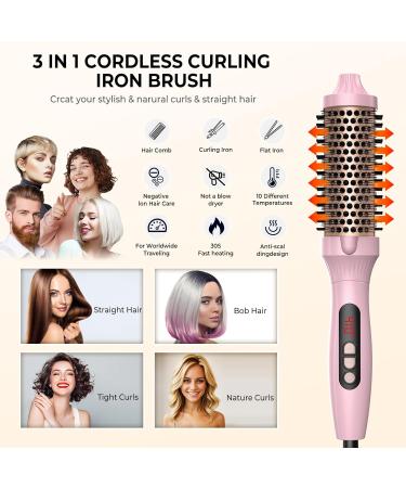 Thermal Brush 1.5 in Volumizing Brush Curling Iron Heated Curling Brush Ceramic Tourmaline Ionic Curling Comb Dual Voltage Travel Curling Iron with Brush LCD Display 10 Temperatures Heated Round Brush Pink - Buy Online on SooperMarket.com