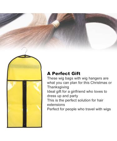 Wig Stand Hair Extension Storage Bag Portable Dustproof Hair Extension Holder with Zipper for Daily Travel Use (Yellow) - Buy Online on SooperMarket.com