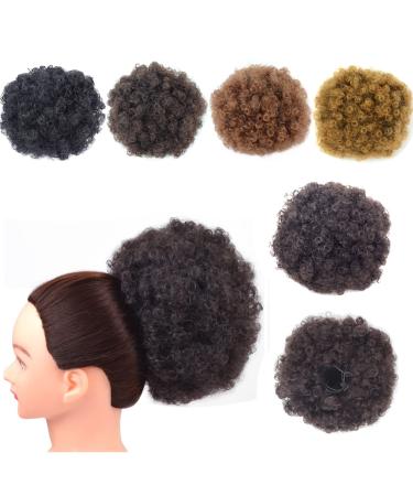 Afro Puff Drawstring Ponytail Synthetic Extension Short Kinky Curly Hair Ponytail Clip in Hair Extensions for Women Bun Ponytail Bun Hairpieces (Large 2#) L 2#