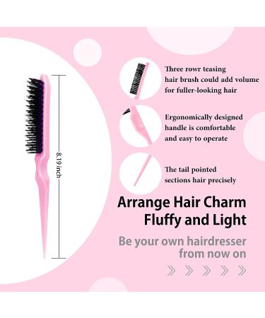 Pink Hair Styling Comb Set - 5 Pieces for Edges Control, Teasing, Rat Tail Comb, and Alligator Clips - Women, Girls, Stylists Beauty Accessories - Buy Online on SooperMarket.com