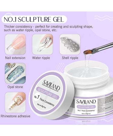 Saviland Builder Nail Gel Kit - Clear Sculpture & Builder Base Gel Extension Set with Nail Art Brush - 60g - Buy Online on SooperMarket.com