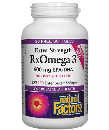 Natural Factors - RxOmega-3 Extra Strength 600mg 150 Softgels 150 count (Pack of 1)