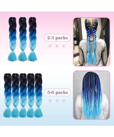 Tess Braids Extensions Blue 60 cm | Jumbo KanCalon Hair for Box Braids | 100g #48 Ombre - Premium Quality Hair Extensions - Buy Online on SooperMarket.com