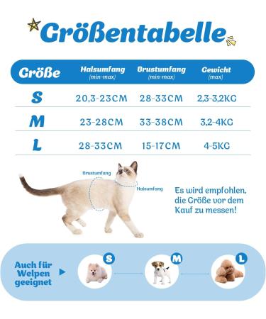 Soft Cat Vest with Leash & Supet Cat Dishes for Kittens & Small Dogs - Blue Size S (26-32 cm) - Ideal for Chihuahua & Pets - Buy Online on SooperMarket.com