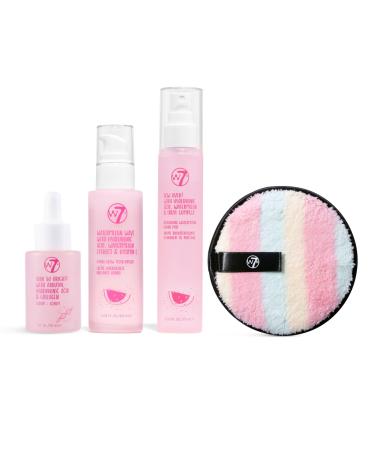 W7 - Brighten Up Essential Gift Set - Moisturizer Reusable Cleansing Cookie Toner and Face Mist - Soothing Skin Care Kit for Beautiful Skin