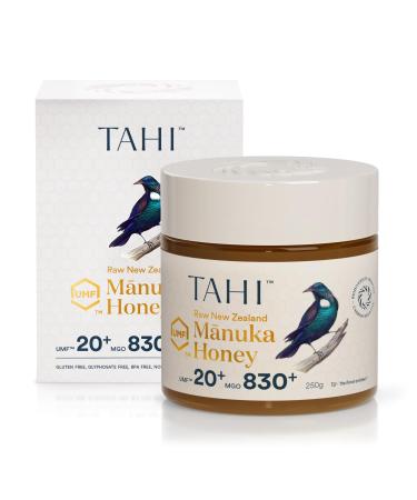 Tahi Raw Manuka Honey New Zealand UMF 20+ Certified (MGO 830+) - 100% Sustainable Monofloral and Natural Honey - Non-GMO Glyphosate-Free and Gluten-Free - New Zealand Manuka Pure Honey - 250gr.