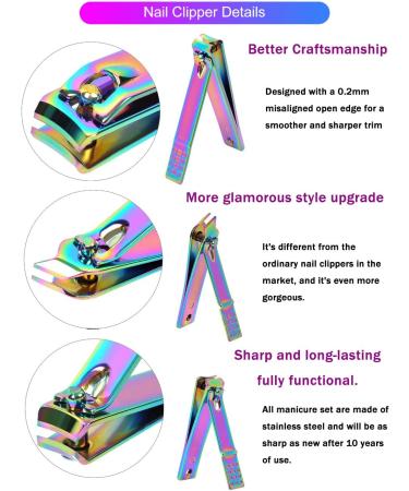 SFYDOM Rainbow Manicure Set - 18 Piece Nail Clippers for Women Gift - Buy Online on SooperMarket.com