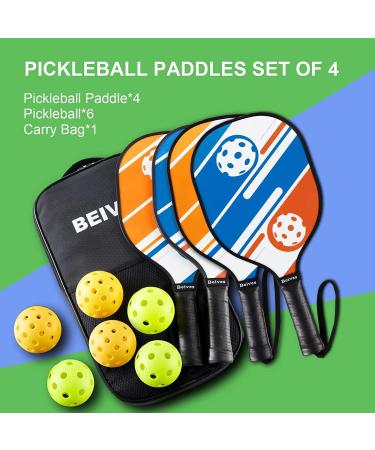 Beives 7-ply Basswood Wooden Pickleball Paddles Set with 6 Balls and Carry Bag - Ideal Pickleball Equipment for Beginners to Intermediate Players - Buy Online on SooperMarket.com