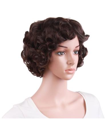 MapofBeauty 11.8 Inch Special Elderly Short Curly Fashion Wig in Dark Brown - Buy Online on SooperMarket.com