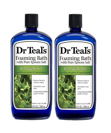 Dr. Teals Eucalyptus & Spearmint Foaming Bath Gift Set (2 Pack 68oz Total) - Essential Oils with Pure Epsom Salt Nourish & Hydrate Skin - Relax & Relieve Daily Stress at Home