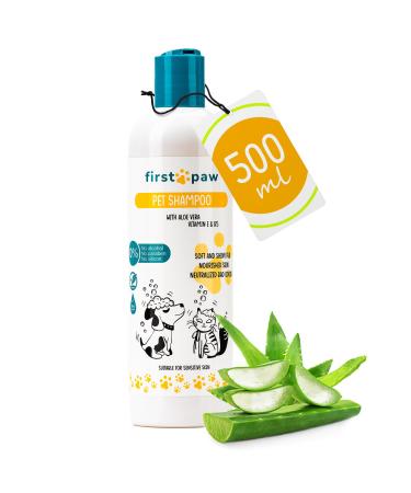 FIRSTPAW PET Shampoo puppy shampoo dog shampoo and cathampoo 500ml with aloe vera - suitable for sensitive skin 100% vegan shampoo for all dog breeds and fur types