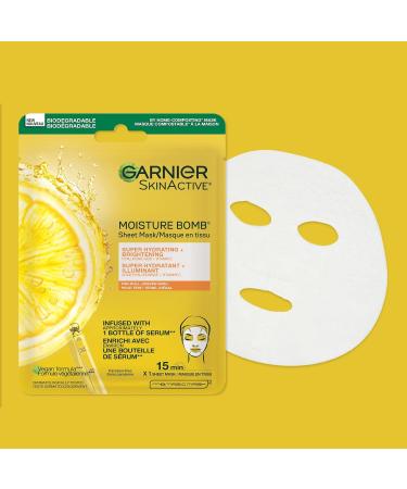 Garnier Beauty Face Mask Brightening and Hydrating Skin Care Hyaluronic Acid + Vitamin C for Dull and Uneven skin 1 Tissue Mask 28g Brightening for Dull Skin - Buy Online on SooperMarket.com