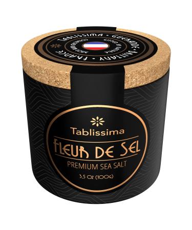 Fleur de Sel - Premium Sea salt from Guerande France - Flaky Sea Salt from the Celtic Sea - Salt Cork box - 3.5 Oz (100g)