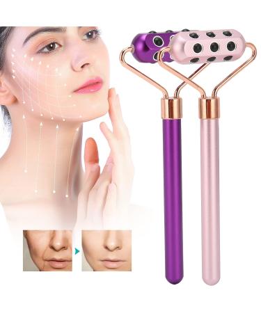 18 Germanium Stones Face Massage Roller | Manual Facial Tool for Fine Lines & Wrinkles Relief - Portable Skin Care Roller (Purple - Buy Online on SooperMarket.com