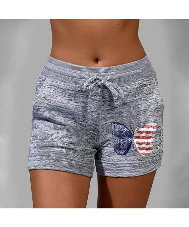 Womens Girls Comfy Summer Shorts | Elastic Waist Sports Athletic Sweat Shorts with Pockets | Y2k Tracksuit Workout Shorts - A-grey Large - Buy Online on SooperMarket.com