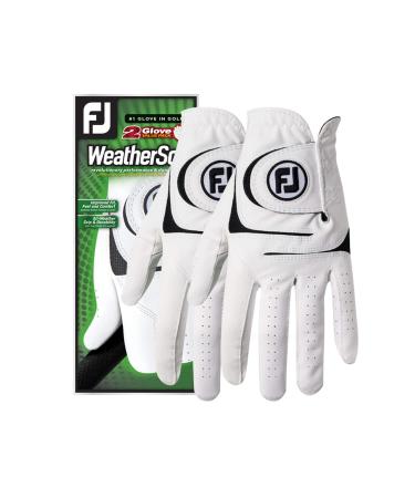 FootJoy Men's WeatherSof 2 Golf Glove White Medium/Large, Worn on Left Hand, 2 count (Pack of 1)
