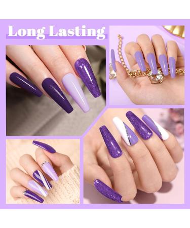Dip Powder Nail Kit - 4 Color Starter Set with 4 Dipping Powders & 4 Liquid Polishes - Purple Blue Acrylic System - Buy Online on SooperMarket.com