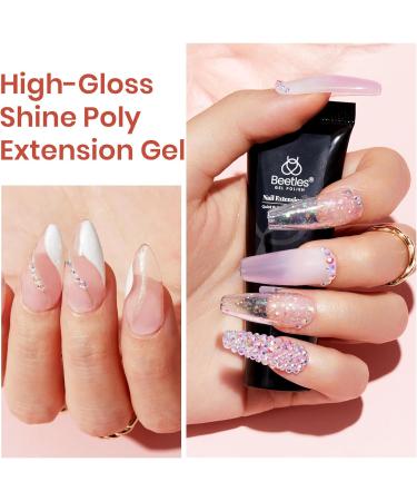 Beetles Poly Nail Extension Gel Starter Kit - 6 Jelly Colors 15ml - Quick Building Hybrid Gel with UV Light - PolyGel Nail Set - Buy Online on SooperMarket.com