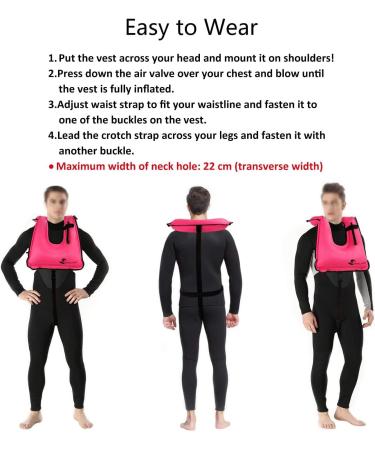 OMOUBOI Snorkel Vest for Adults - Inflatable Swim Safety Jacket for Diving, Snorkeling & Swimming (100-220 lbs) - Rose-red - Buy Online on SooperMarket.com