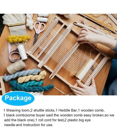 Wooden Multi-Craft Weaving Loom Kit - Large Frame 9.85x15.75x1.3inch - DIY Hand-Knitting Machine for Kids & Adults - White Tapestry Loom with Loom Stick Bar - Beginner-Friendly Handcraft Loom - Buy Online on SooperMarket.com