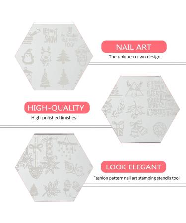 Christmas Nail Art Stamping Plates - 6-Piece Santa Reindeer & Snowflake DIY Manicure Templates for Winter Vacation - Buy Online on SooperMarket.com