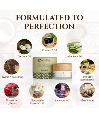 Ecodrop Organic Face Cream | Advanced Daily Facial Cream for Women | 100% All Natural Ingredients | Moisturiser & Anti Ageing Treatment - Buy Online on SooperMarket.com