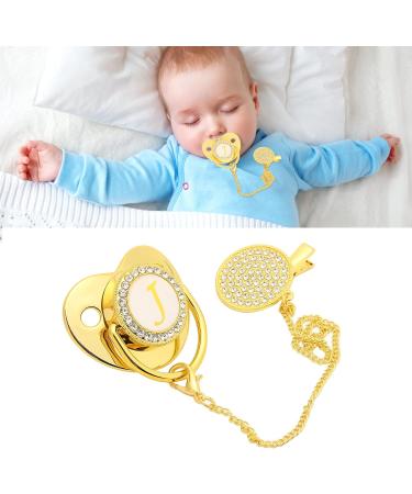 Marhynchus Gold Baby Pacifier & Clip - Soft Silicone Ergonomic for 6-18 Months (Letter J) - Buy Online on SooperMarket.com