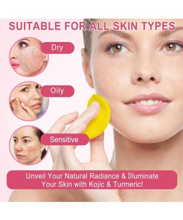 Turmeric Cleansing Pads - Gentle Skincare Daily Exfoliation & Compressed Facial Sponges (40pcs) - Turmeric & Kojic Acid - Buy Online on SooperMarket.com
