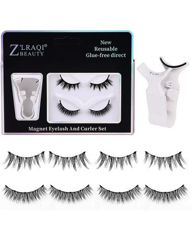 Onewly Magnetic Eyelashes 2 Pairs Reusable Magnetic Eyelash Kit Each Eyelash Has 5 Layers of Magnetism Dual Magnetic Lashes Magnetic Eyelashes Natural Look