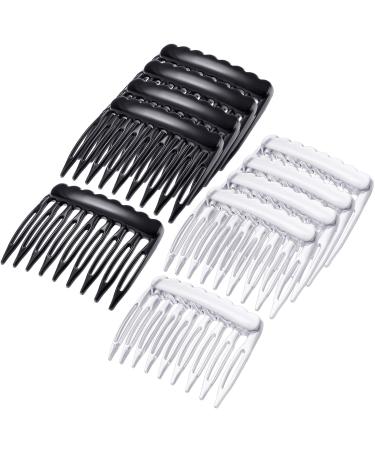 24 Pieces Hair Side Combs Small Plastic French Teeth Hair Combs Hair Clip Comb Bridal Wedding Veil Comb for Fine Hair, Black and Clear