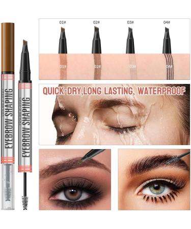 2 in 1 Waterproof 3D Eyebrow Pencil with Eyebrow Gel Micro Eyebrow Pencil with 4 Fork Tip Applicator 2024 New Eyebrow Pencil Effortlessly Creates Natural Looking Brows (Dark brown+Light brown) - Buy Online on SooperMarket.com