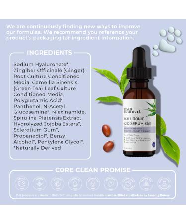 InstaNatural Hyaluronic Acid Serum - 85% Anti-Aging Formula | 1 fl oz (30 ml) - Buy Online on SooperMarket.com