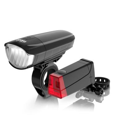 DANSI bicycle light set StVZO I LED bicycle light I wheel light bright front 30/15 Lux battery light set