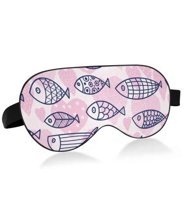 Haskirky Light Blocking Eye Mask Breathable and Adjustable Adult Men and Women Travel on Business Trips Yoga Meditation Light Smooth Comfortable Eye Mask Office Deep Sleep Goodies Pink Cartoon Fish