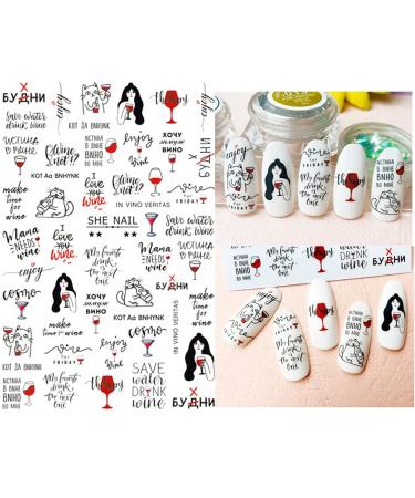 Letter Nail Art Stickers - 3D Self-Adhesive Alphabet Decals for Designer Manicure Tips - 8 Sheets English Letters & Words Design - Nail Decoration for Women & Girls - Buy Online on SooperMarket.com