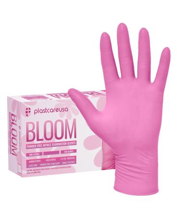 100 Nitrile Exam Gloves 3.5 Mil - Latex & Powder Free Disposable Non-Sterile Protective Gloves By PlastCare Small Pink