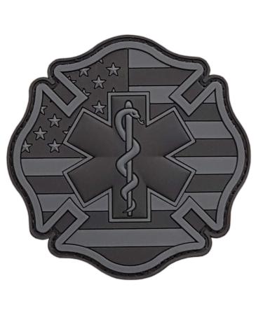 Blackout EMS EMT Fire Fighter Department USA American Flag Rescue Firemen Medic Morale PVC Touch Fastener Patch
