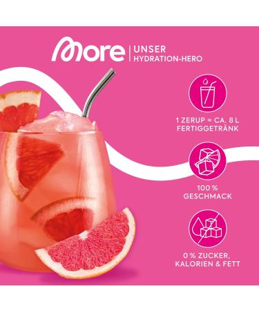 More Zerup Pink Grapefruit Syrup 65ml - Sugar-Free Vegan Zero Calories - Made in Germany for 8L Drink - Buy Online on SooperMarket.com
