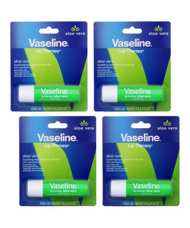 Vaseline Lip Therapy Care Aloe Fresh 4 Pack 0.16 Oz Each