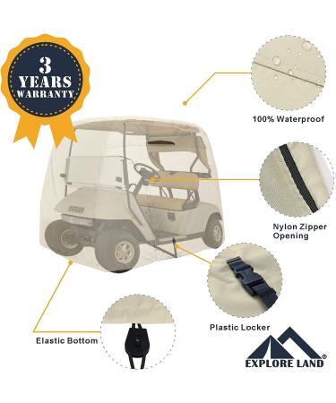 Explore Land 600D Waterproof Golf Cart Cover - Universal Fit for 2 Passenger Golf Carts - Light Tan - Buy Online on SooperMarket.com