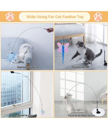 Jetczo Cat Feather Toys  Interactive Cat Toy with Super Suction Cup Detachable 6 PCS Feather Replacements with Bell  2 Wand Cat Spring Feather Toys for Indoor Cats Kitten Play Chase Exercise - Buy Online on SooperMarket.com