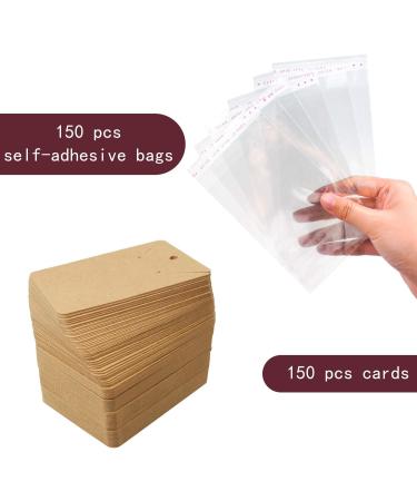 150 Earring Cards with Self-Seal Bags and Kraft Paper Tags - Brown - Buy Online on SooperMarket.com