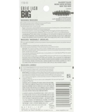 Maybelline Great Lash BIG Washable Mascara Blackest Black - Volumizing 0.34 fl oz - Buy Online on SooperMarket.com