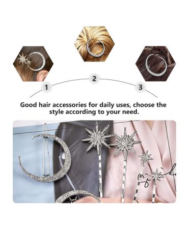KALLORY Womens Stars and Moon Rhinestone Hair Clips - 6pcs Wedding Accessories - Buy Online on SooperMarket.com