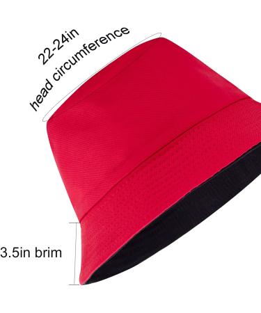 Women's Reversible Black-Red Bucket Hat for Summer | Outdoor Beach Cap - Buy Online on SooperMarket.com