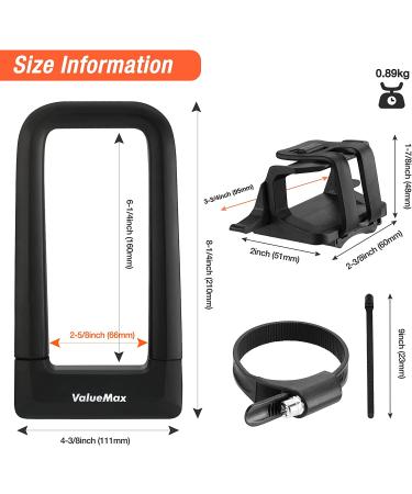 ValueMax 17mm Heavy Duty Bike U-Lock with Mounting Bracket | Anti Theft U-Lock for Bicycles/Motorcycles/Scooters | Black - Buy Online on SooperMarket.com