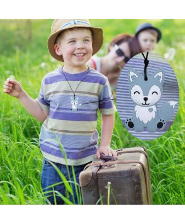 Sensory Chew Necklaces for Kids - 2 Pack Fox Silicone Chewy Toys for Autism ADHD SPD - Blue&Grey - Buy Online on SooperMarket.com