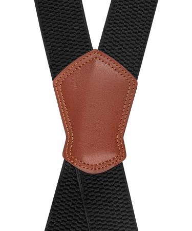 Peoyoye 4cm Wide Braces for Men & Women - Adjustable Elastic X Shape Motorcycle Pants with 4 Metal Clips - Durable Black & Orange Leather - Buy Online on SooperMarket.com
