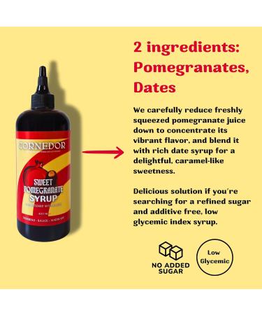 CORNEDOR Pomegranate & Date Syrup 400ml - Sweetened with Dates | No Added Sugar | Dressing Sauce Marinade - Buy Online on SooperMarket.com