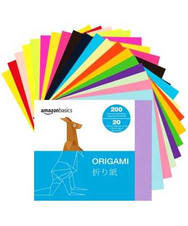Amazon Basics Origami Paper, Double Sided Color, Assorted Colors 200